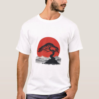 日本の静寂盆栽シルエットTシャツ Tシャツ