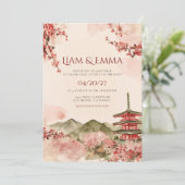 日本の風景 山 桜 ウェディング 招待状 (スタンド正面)