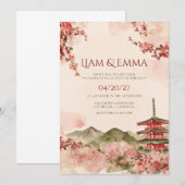 日本の風景 山 桜 ウェディング 招待状 (正面/裏面)