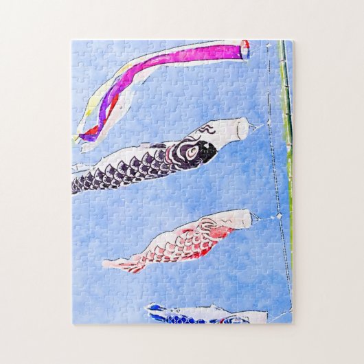 日本の飛んでいるコイ鯉登国旗 ジグソーパズル (縦)