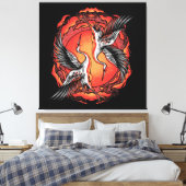 日本の飛んでいる鶴アジア美術 キャンバスプリント (インサイチュ (寝室))