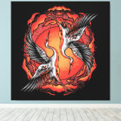 日本の飛んでいる鶴アジア美術 キャンバスプリント (インサイチュ (ウッドフロア))