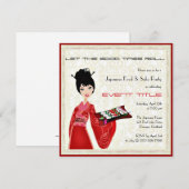 日本の食品寿司パーティーカスタム招待状 招待状 (正面/裏面)