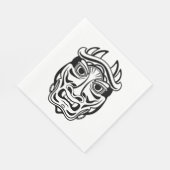 日本の鬼マスク部族の悪魔ラインアート スタンダードランチョンナプキン (角)