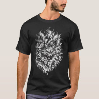 日本の鬼マスクTシャツ | 伝統的な入れ墨風 Tシャツ