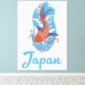 日本の魚釣りロゴ キャンバスプリント (インサイチュ (ウッドフロア))