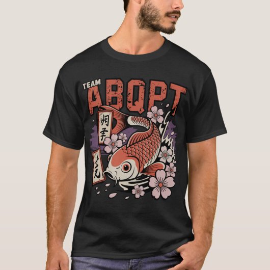 日本の鯉のチームABQPTレトロTシャツ Tシャツ (正面)