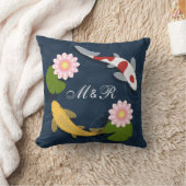 日本の鯉のモノグラムイニシャル クッション (ブランケット)