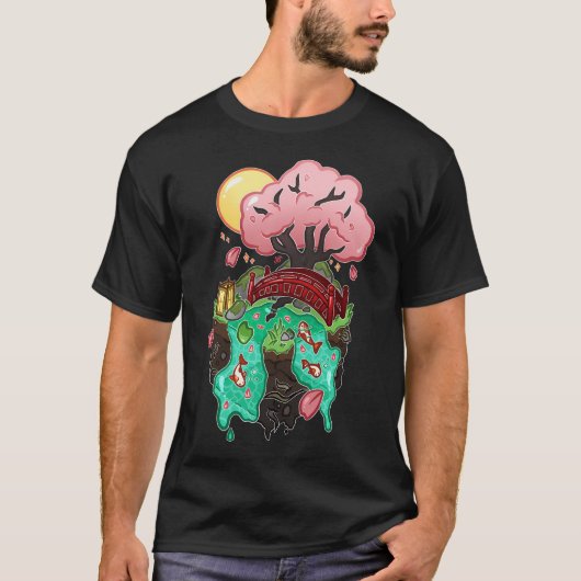 日本の鯉の庭園キューブ Tシャツ (正面)