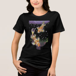 日本の鯉の池のイラスト 美意識 トライブレンドＴシャツ