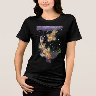 日本の鯉の池のイラスト 美意識 トライブレンドTシャツ