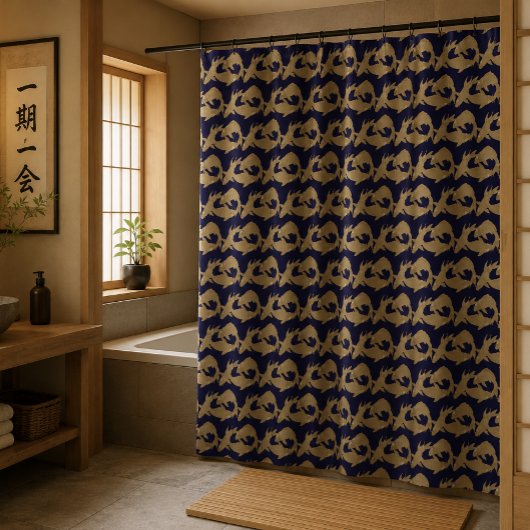 日本の鯉の金魚フリーズ柄 シャワーカーテン