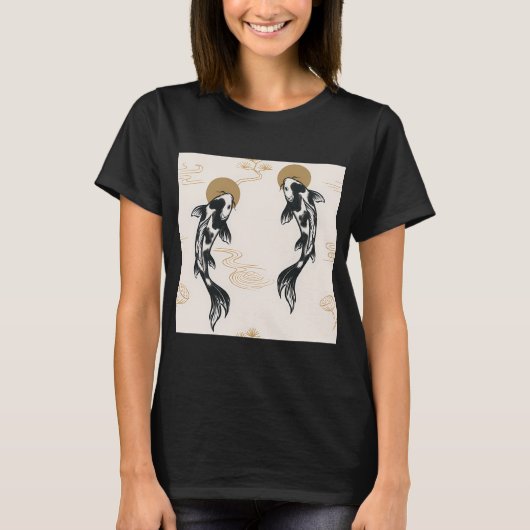 日本の鯉の魚柄 Tシャツ (正面)