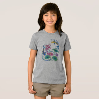 日本の鯉の魚蓮マンダラ伝統様式 トライブレンドTシャツ