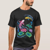日本の鯉の魚蓮マンダラ伝統様式 Tシャツ (正面)