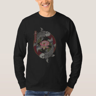 日本の鯉の魚陰陽蓮禅調和アート Tシャツ