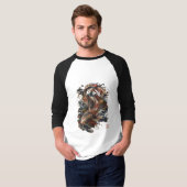 日本の鯉の魚 | 伝統的な和彫り Tシャツ (正面フル)
