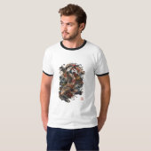 日本の鯉の魚 | 伝統的な和彫り Tシャツ (正面フル)