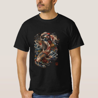 日本の鯉の魚 | 伝統的な和彫り Tシャツ
