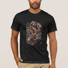 日本の鯉の魚 | 伝統的な和彫り Tシャツ