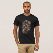 日本の鯉の魚 | 伝統的な和彫り Tシャツ (正面フル)