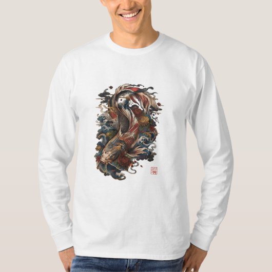 日本の鯉の魚 | 日本の伝統的な刺青 Tシャツ (正面)