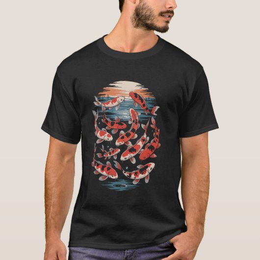 日本の鯉 ニシキゴイ 錦鯉 三色鯉 昭和 Tシャツ (正面)