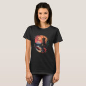 日本の鯉 寺 パゴダ 日本の鯉の魚 Tシャツ (正面フル)
