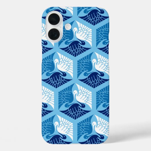 日本の鶴、ネイビー、ホワイト、ライトブルー Case-Mate iPhoneケース (裏面)