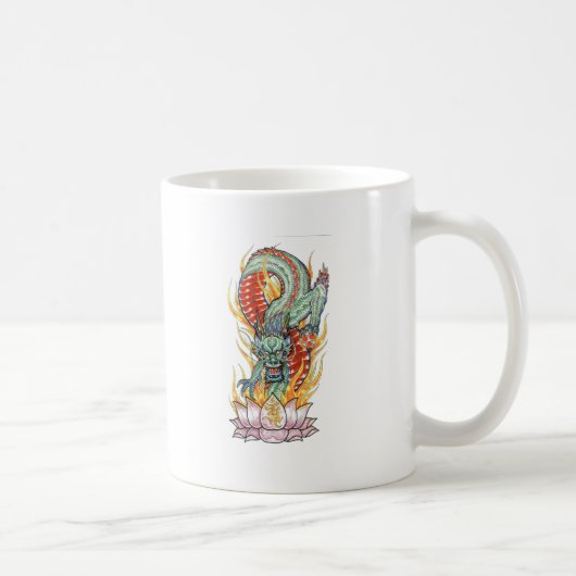 日本の龍と蓮の花 コーヒーマグカップ (右)