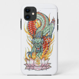 日本の龍と蓮の花 iPhone 11 ケース
