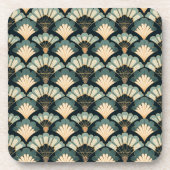 日本の-インスパイアティール(緑がかった色)&ベージュファン コースター (正面)
