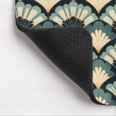 日本の-インスパイアティール（緑がかった色）&ベージュファン マウスパッド (コーナー)