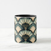 日本の-インスパイアティール(緑がかった色)&ベージュファン マグカップ (中央)