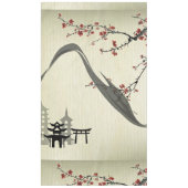日本の,ヴィンテージ,さくらんぼの花，水彩，芸術， テーブルクロス (正面)