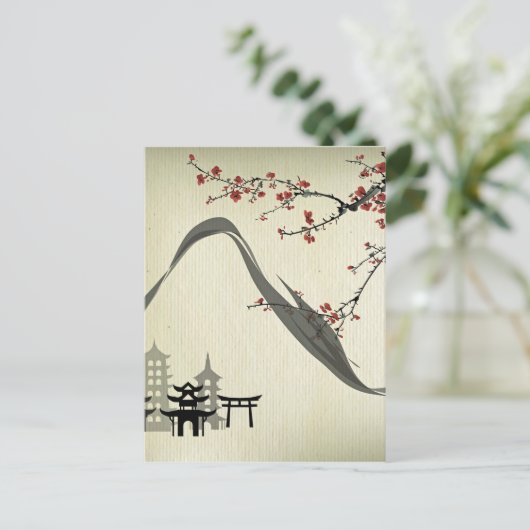 日本の,ヴィンテージ,さくらんぼの花,水彩,芸術, ポストカード (スタンド正面)