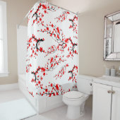 日本の,桜ツリー，さくらんぼの花，フローラアート    シャワーカーテン (インサイチュ)