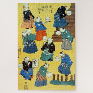 日本のAcrobat Cats, Kunyoshi, Ukiyo-e ジグソーパズル