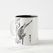 日本のBird on a Branch – 白黒 ツートーンマグカップ (正面左)