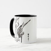 日本のBird on a Branch – 白黒 マグカップ (正面左)