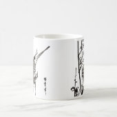 日本のBird on a Branch – 白黒 マグカップ (中央)