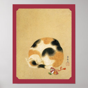日本のCalico cat, Hanabusa Itcho ポスター