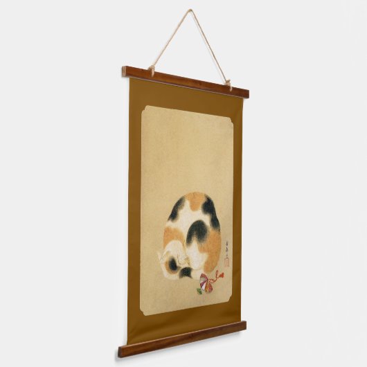 日本のCalico cat, Hanabusa Itcho 吊り下げ型タペストリー (傾斜あり)
