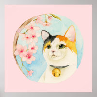 日本のCalico Cat Water Color絵画, ポップ・アートの Art