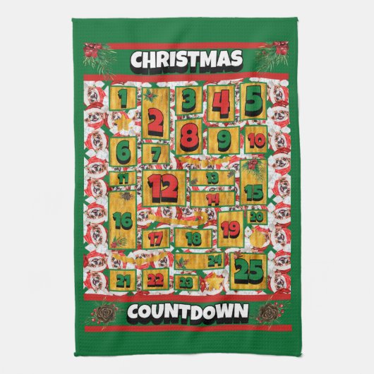 日本のChin Countdown Christmas Adventment Calendar キッチンタオル (縦)