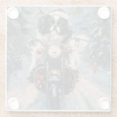 日本のChin Dog Riding Motorcycle Christmas ガラスコースター (裏面)