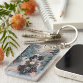 日本のChin Dog Riding Motorcycle Christmas キーホルダー (正面右)