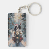 日本のChin Dog Riding Motorcycle Christmas キーホルダー (裏面)