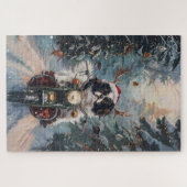 日本のChin Dog Riding Motorcycle Christmas ジグソーパズル (横)