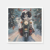 日本のChin Dog Riding Motorcycle Christmas スタンダードカクテルナプキン (正面)